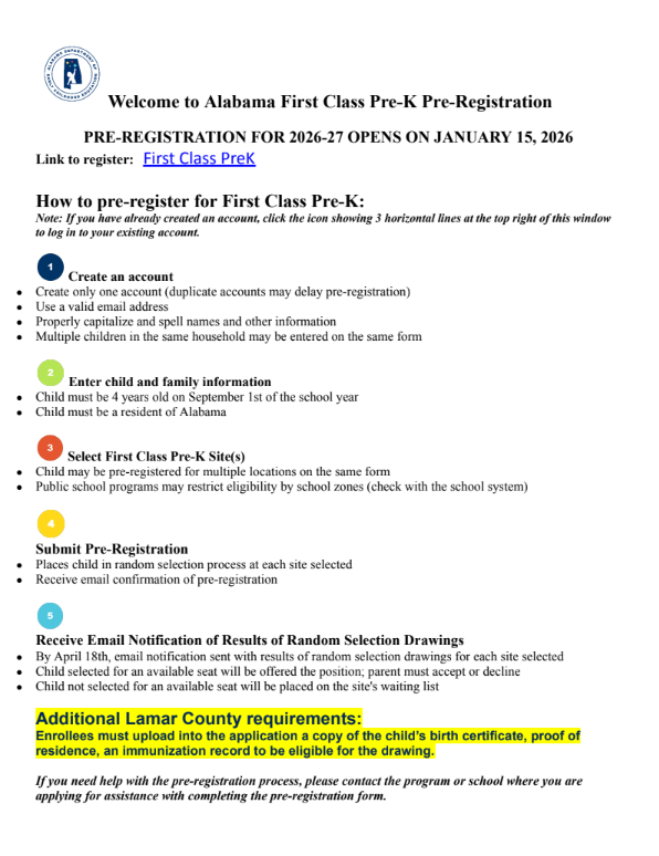 PreK Registration Instructions